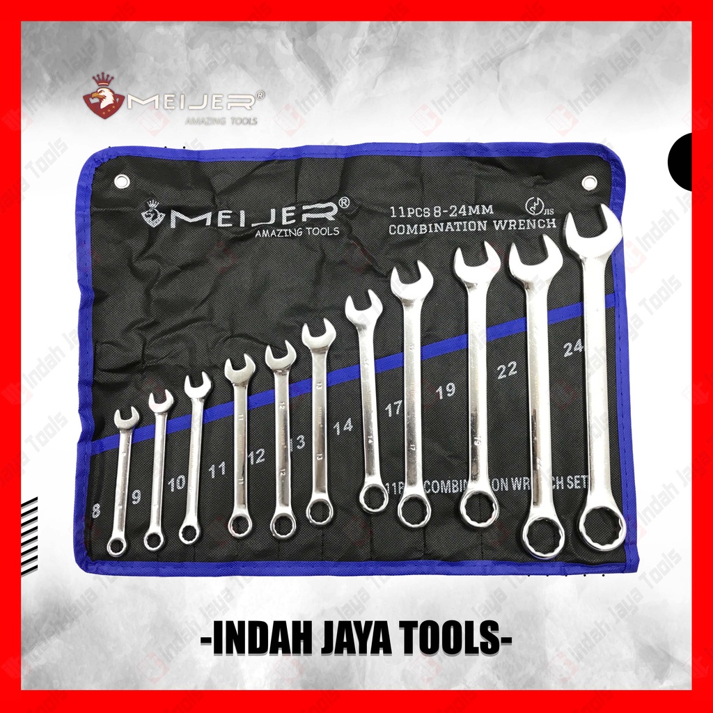 Jual MEIJER Kunci Ring Pas Set 11 pcs ( 8 - 24 mm ) Combination Wrench ...