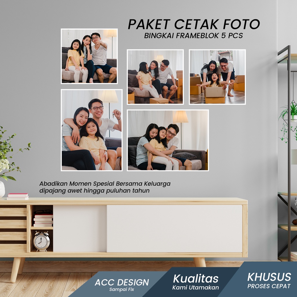 Jual Paket Cetak Foto Bingkai Minimalis Frame Blok Laminasi Tanpa Kaca Pajangan Dinding Hiasan