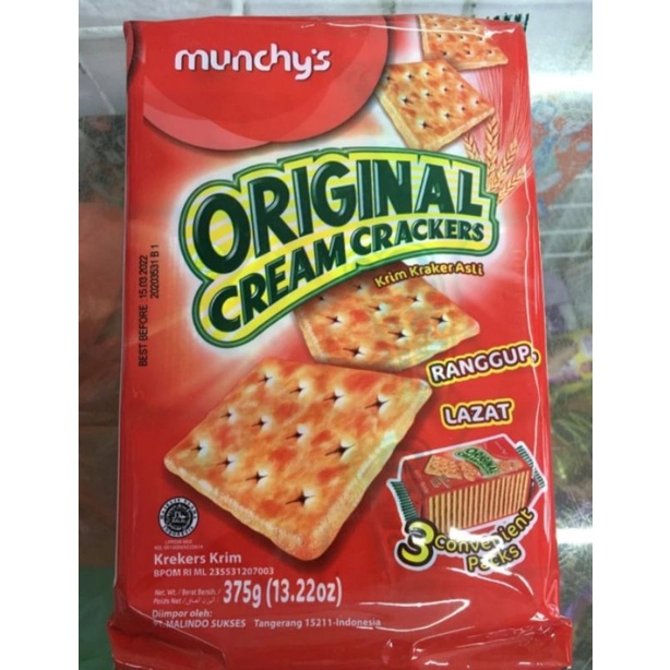 Jual Munchys Original Cream Crackers 375gr impor Malaysia Shopee Indonesia