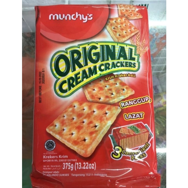 Jual Munchys Original Cream Crackers 375gr Impor Malaysia | Shopee ...