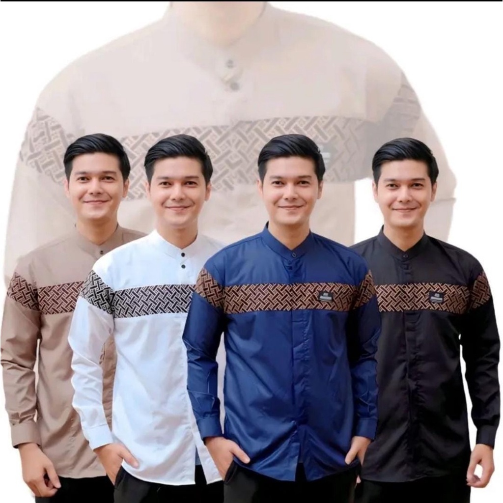 Jual Baju Muslim Pria Dewasa Lengan Panjang Baju Koko Motif Bata