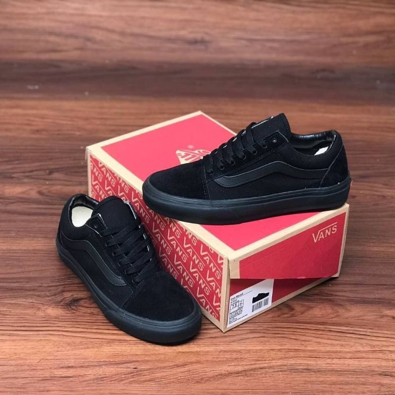 Vans old shop school hitam polos