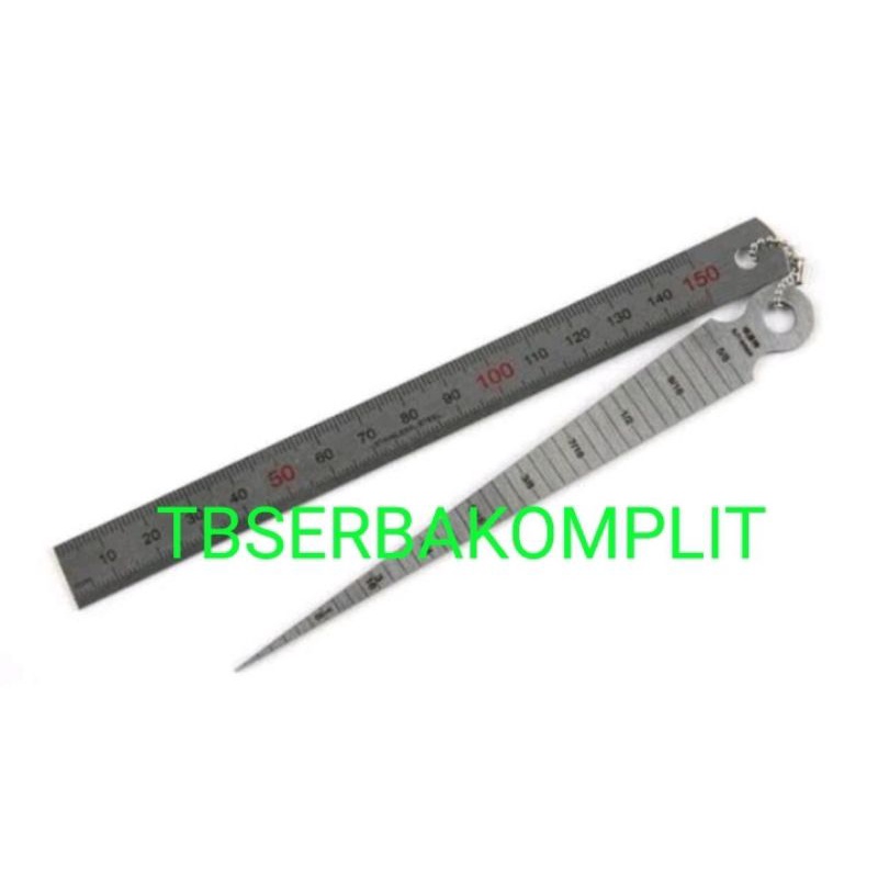 Jual Penggaris 150mm + Bore Tapper Gauge Set Stainless Steel Ruler 15cm ...
