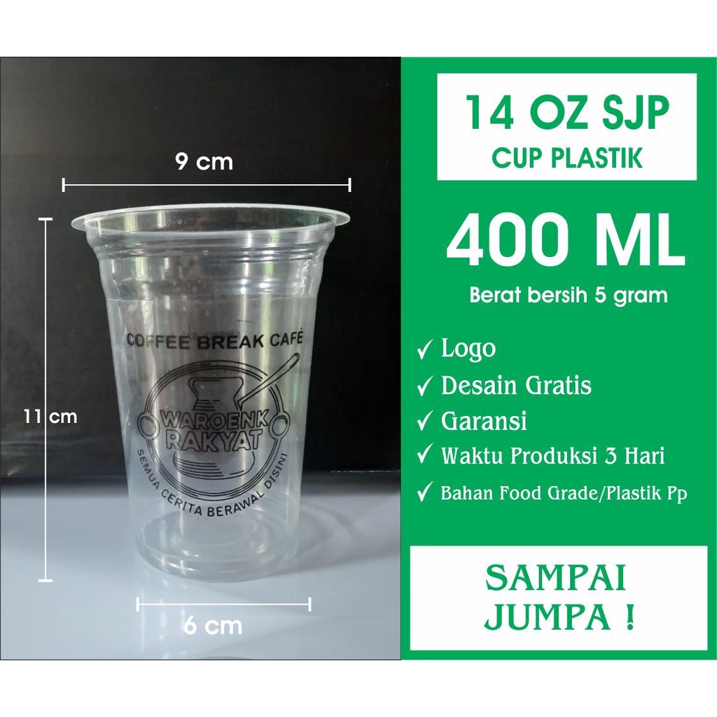 Jual Gelas Plastik Polos Merek Sjp 14oz Datar 5 Gram 1000 Pcs Cup Plastik Pop Ice Boba Thai 7217