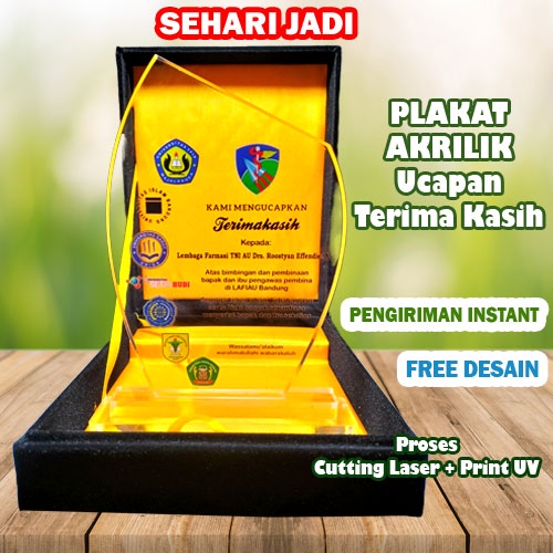 Jual Plakat Akrilik Ucapan Terima Kasih Sehari Jadi Custom Cinderamata Kenang Kenangan