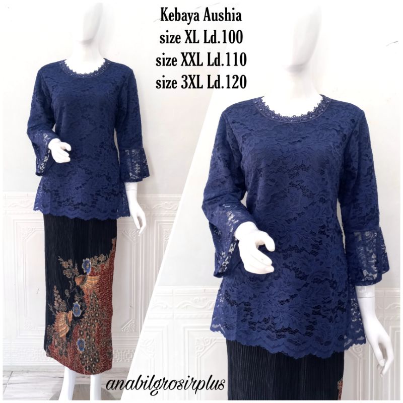 Jual SET BROKAT BLUS || SIZE XL, XXL, L4 || Set Kebaya Brokat