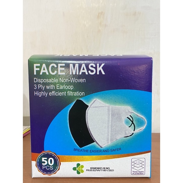Jual BAS - MASKER DUCKBIL CARE ION FACE MASK 3 PLY GARIS PUTIH/HITAM ...