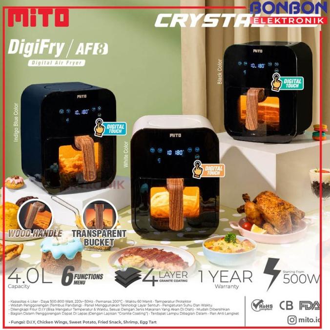 Jual Mito Air Fryer Crystal Series Af8 Af 8 4 Liter 500w Low Watt