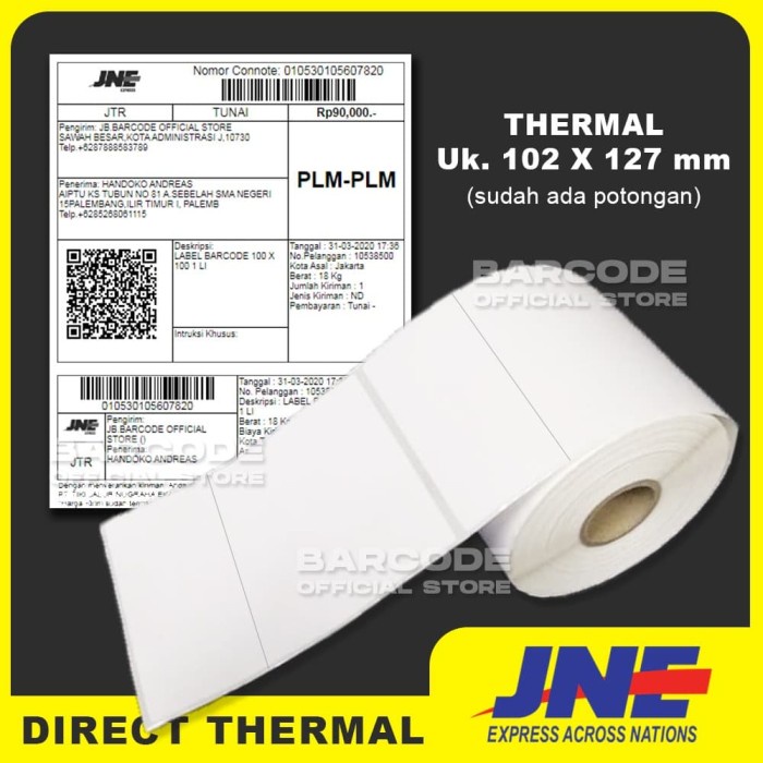 Jual Stiker Kertas Label Sticker Jne 102 X 127 Barcode Thermal ...