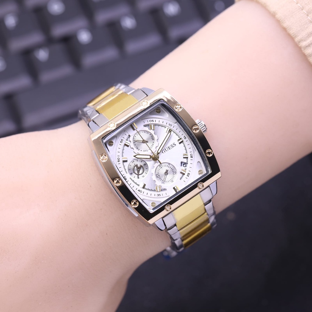 Jual New Arrival-Jam Tangan Wanita Guess Model Analog Body Kotak Rantai ...