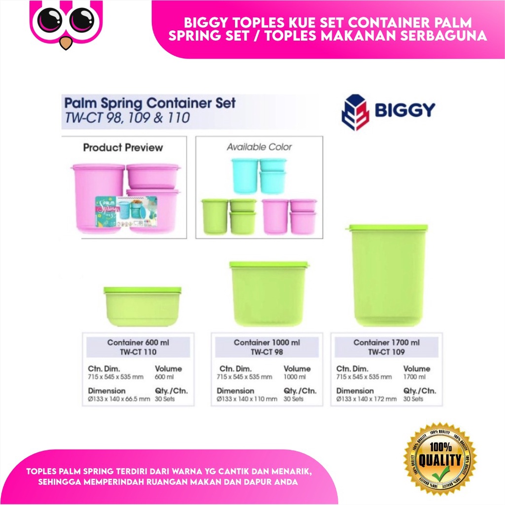Jual BIGGY TOPLES KUE SET CONTAINER PALM SPRING SET / TOPLES MAKANAN ...