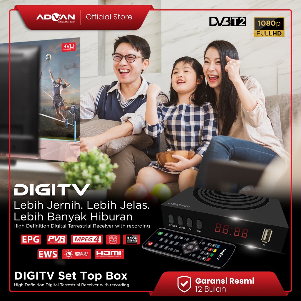 Jual Set Top Box Advan Stb Dvbt Digitv Digital Sni Mendukung Youtube Shopee Indonesia