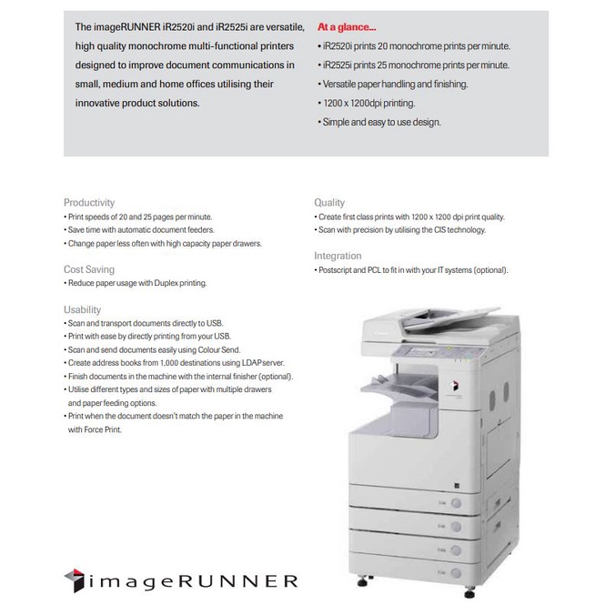 Jual MESIN FOTOCOPY CANON IR 2520/2530/2525 HITAM PUTIH B&W PRINT COPY ...