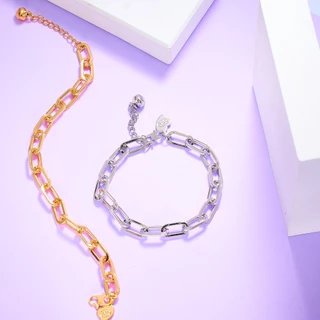 Hyl Jewelry 266B Couple Gelang Titanium Wanita Bangle Bracelet Terbaru Anti Karat Dan Keroncong Lilit Asli Silver Terbaru Tdk Luntur Selamanya Lapis Emas Original Pria Ori Import