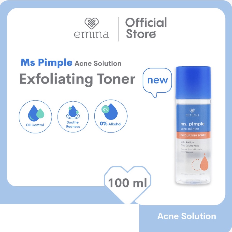 Jual Emina Ms Pimple Acne Solution Exfoliating Toner 100ml Shopee