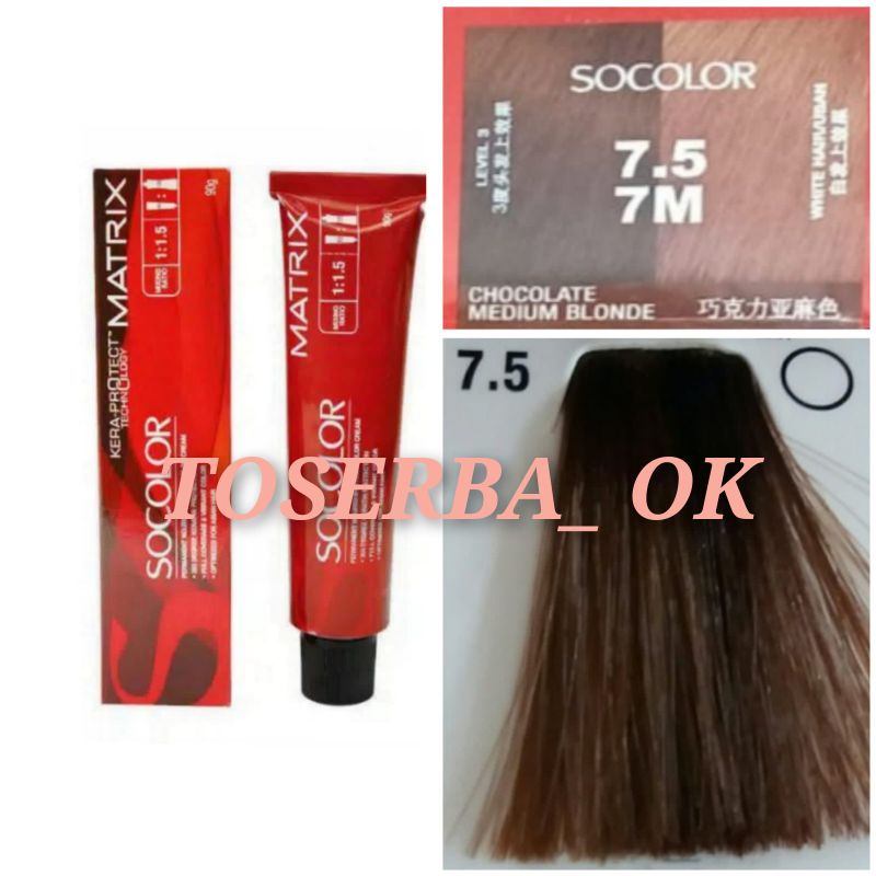 Jual MATRIX SOCOLOR NO. 7.5 / 7M CHOCOLATE MEDIUM BLONDE.90ML | Shopee ...