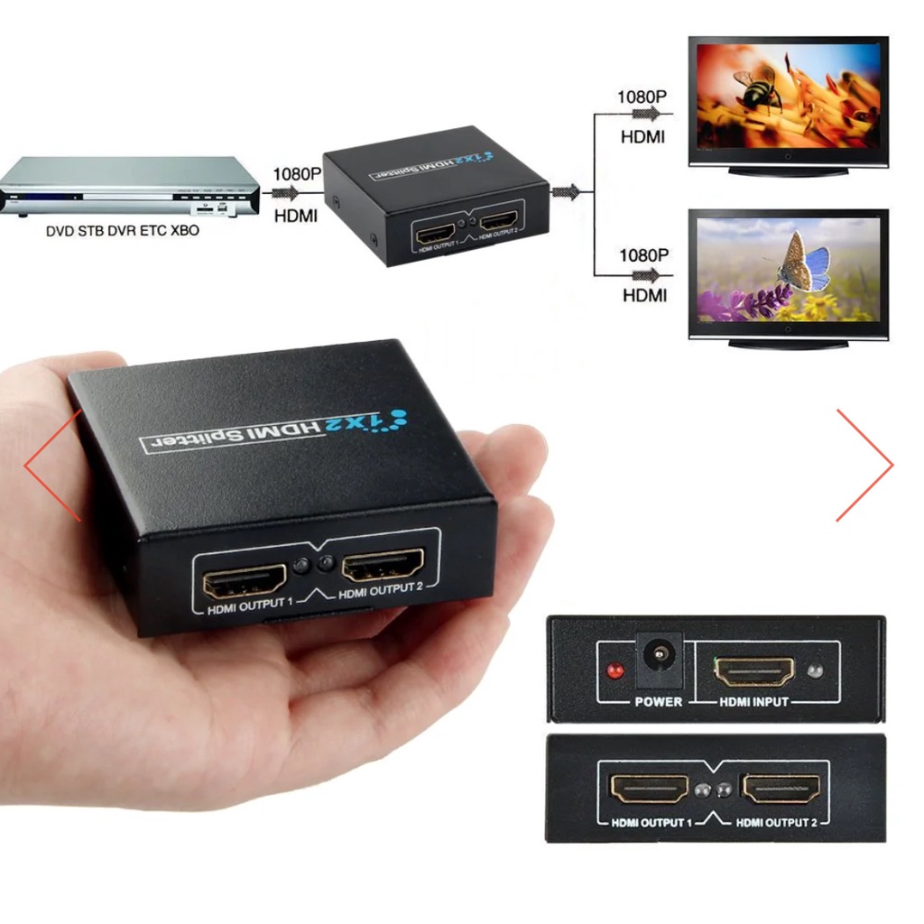 Jual Hdtv Splitter 2 Ports Converter (1 Input To 2 Output)# Hdmi ...