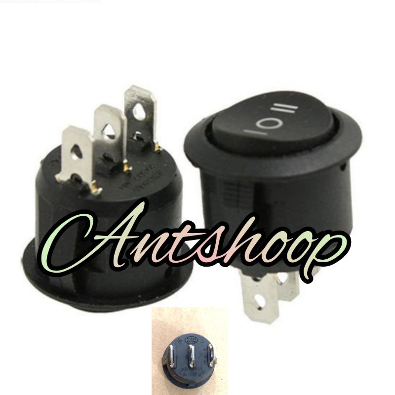 Jual Tombol Saklar Bulat Rocker Switch On Off ON 3Pin 3 Kaki Ukuran ...