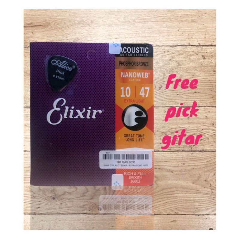 Jual senar gitar akustik elixir original usa ukuran 10 nanoweb | Shopee ...