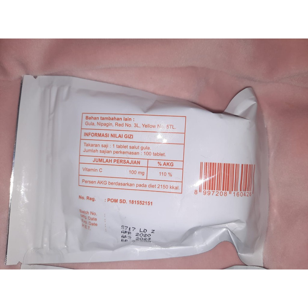 Jual banda aceh 1 sachet/sak zak SAMCEMIN DRAGEE ISI 100 VITAMIN C 100 ...