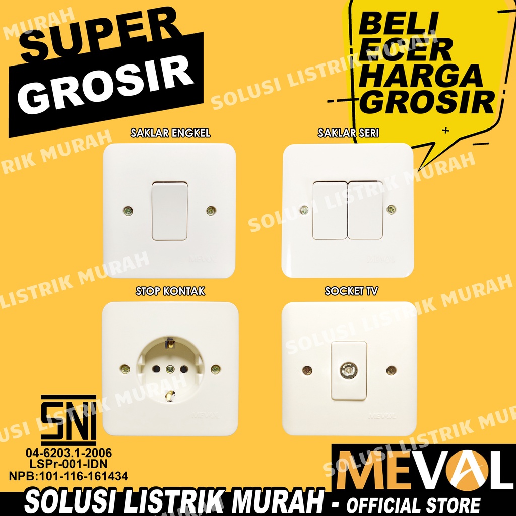 Jual MEVAL Saklar IB Model New Gee Engkel / Seri / Stop Kontak / Engkel ...