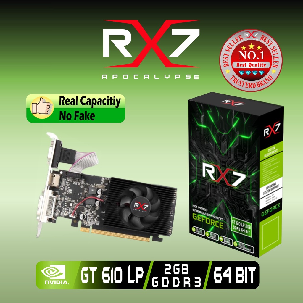 Jual Vga Rx7 Gt 610 Lp 2gb Ddr3 64 Bit Real Capacity Resmi Shopee