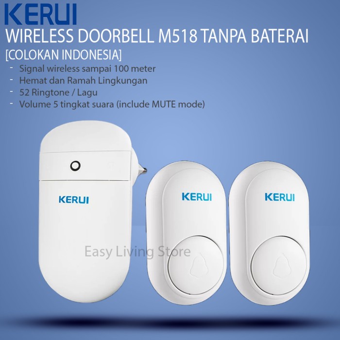 Jual Kerui M518 Wireless Doorbell Generasi Baru tanpa Battery 2 ...