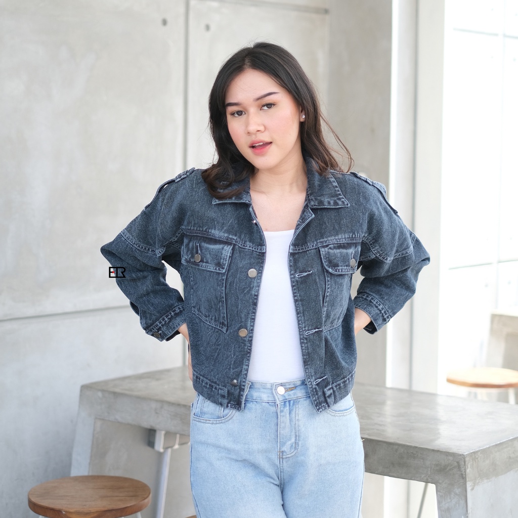 Jual Jaket Crop Jeans Oversize Wanita Terbaru Crop 04 FTR