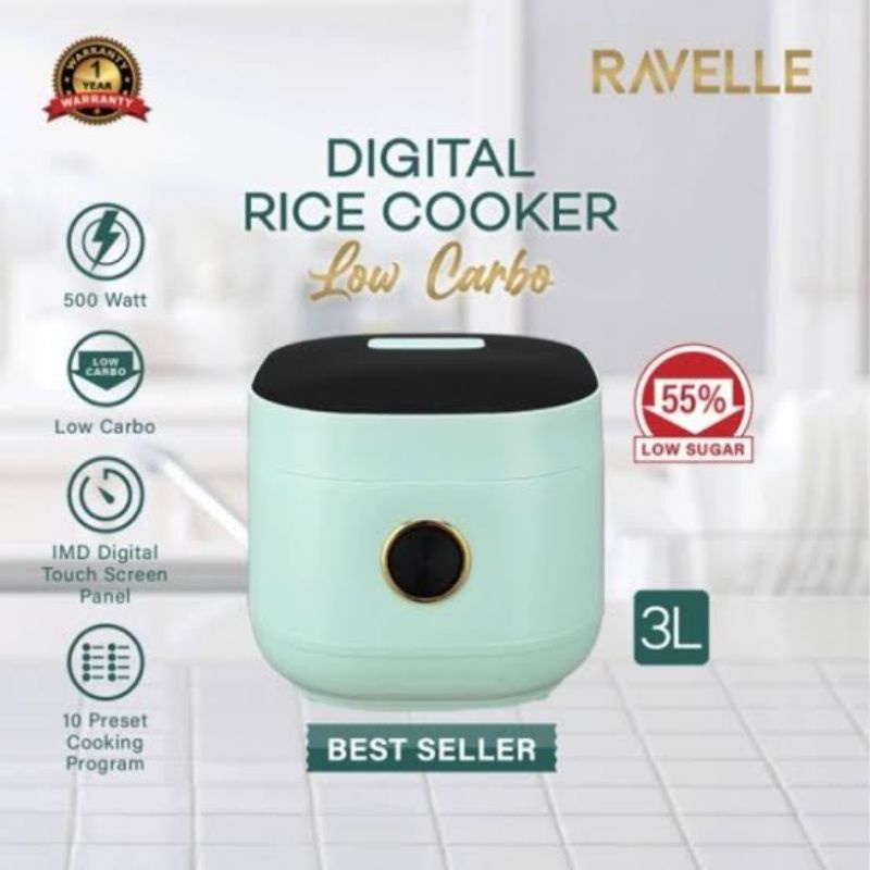 Jual RAVELLE full digital low carbo rice cooker 3 liter magic com