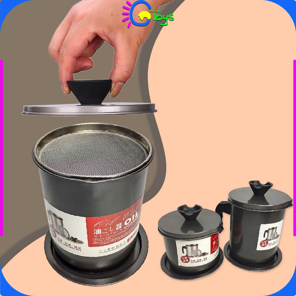 Jual Cr C414 Gelas Saringan Minyak 2 Liter Anti Karat Oil Pot Teko Wadah Penyaring Minyak 0363