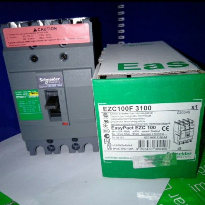 Jual MCCB/BREAKER EZC100F 100A 10KA 3POLE. NO REF. EZC100F3100 Murah ...