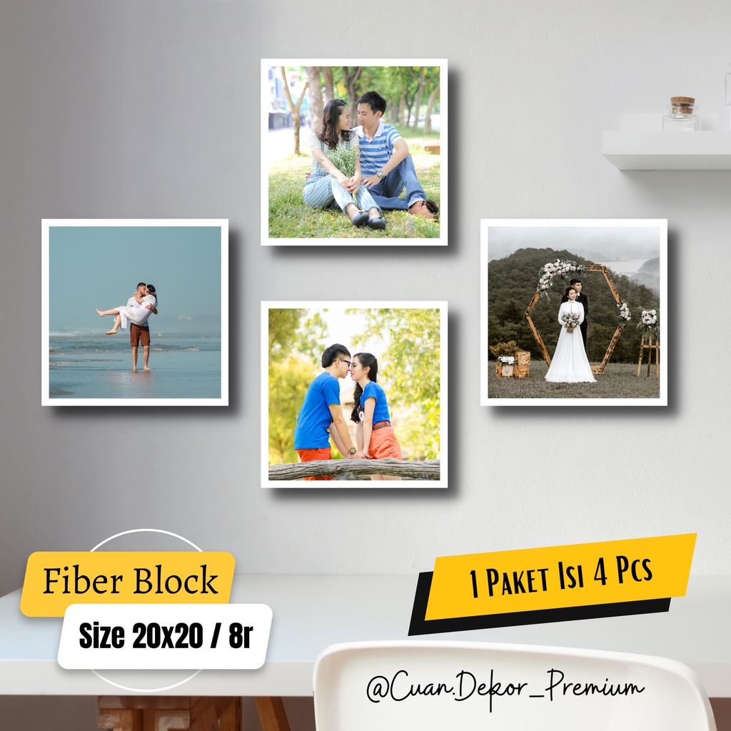 Jual [Paket 4 Foto] Cetak Foto + Bingkai Fiber Block Tebal 8r 20x20cm ...