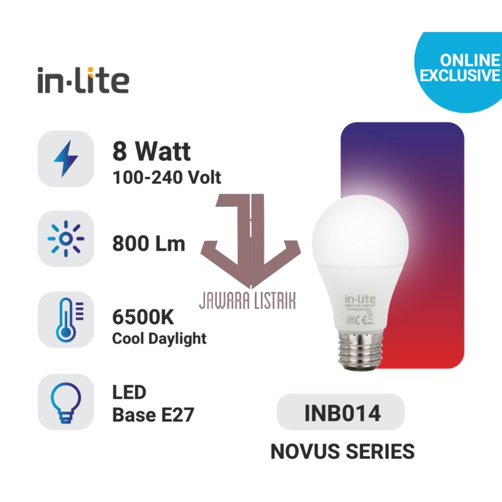 Jual INLITE LAMPU MURAH BERGARANSI BULB LED 8W NOVUS SERIES INB014 ...