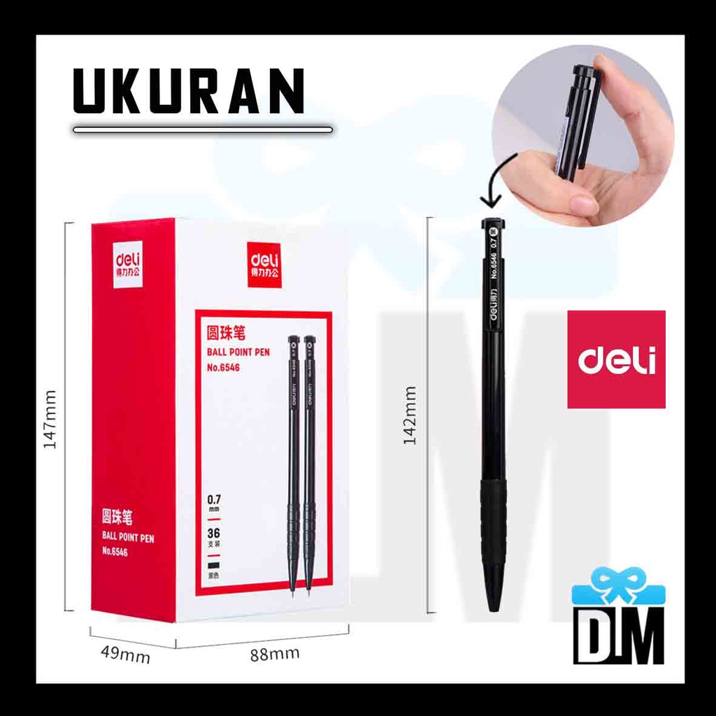 Jual Bolpen Ballpoint Cetik Click 0.7mm Deli Warna Merah Hitam Biru ...