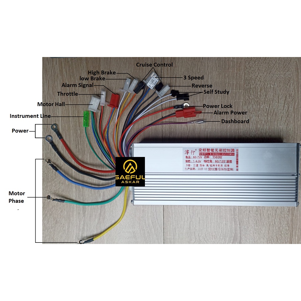 Jual Controller BLDC Brushless 60v 72v 1500w Motor Listrik | Shopee ...