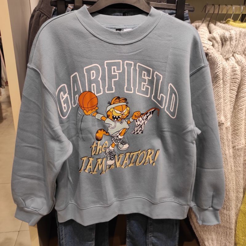 H M Garfield Blue CREWNECK