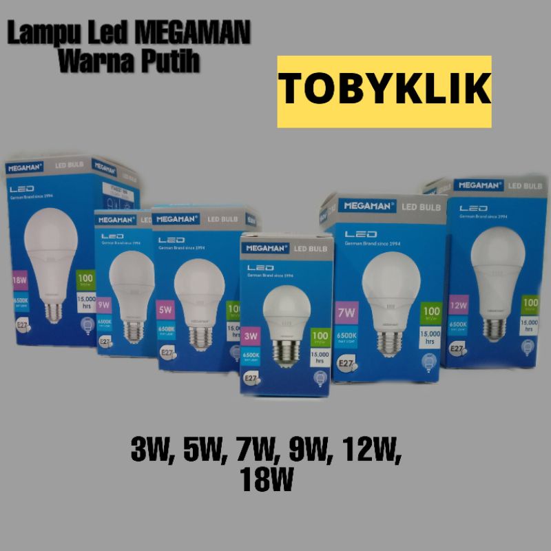 Jual Lampu Ablub Bohlam Led Megaman Putih 3w 5w 7w 9w 12w 18w 25w