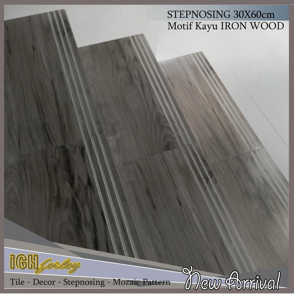 Jual Stepnosing Granit 30x60 Motif Kayu Iron Wood Lantai Tangga Custom