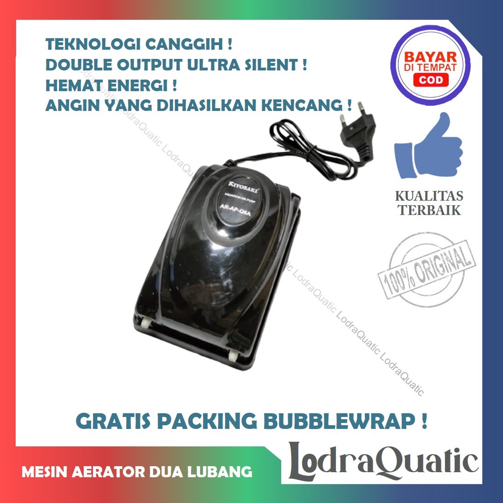 Jual {MESIN GELEMBUNG DUA LUBANG} AERATOR 2 LUBANG SILENT MESIN OKSIGEN