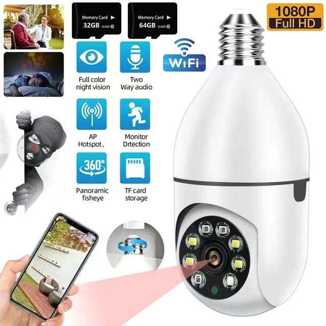 Jual V380 Pro Bulb Wireless Surveillance Bubble Camera WiFi 360 Degree ...