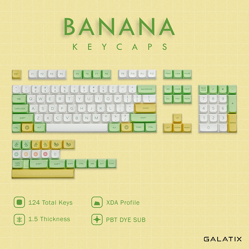 Jual Keycaps Banana XDA Profile For Keycap Mechanical Keyboard 61 64 68 ...