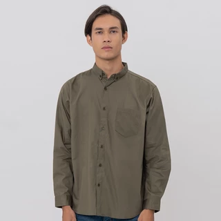 M231 Kemeja Pria Basic Polos Oxford Panjang Army 1456S