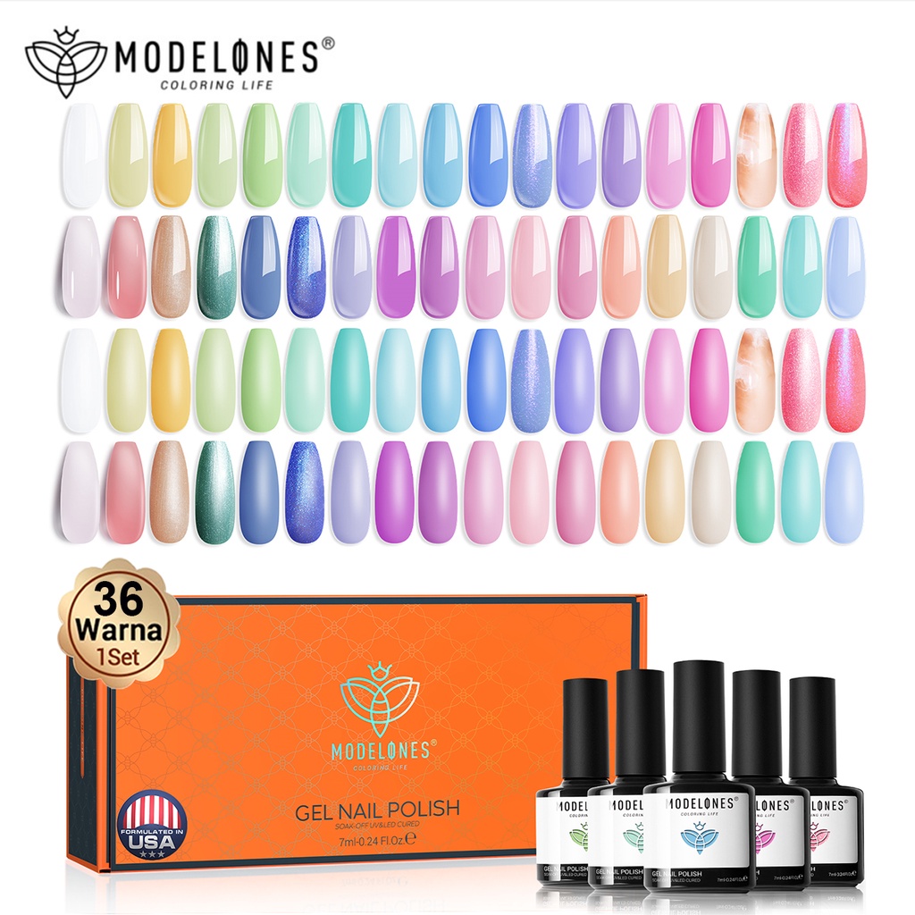 Jual Modelones 36Pcs Gel Nail Polish Kit Bright Neon Holiday Color Gel