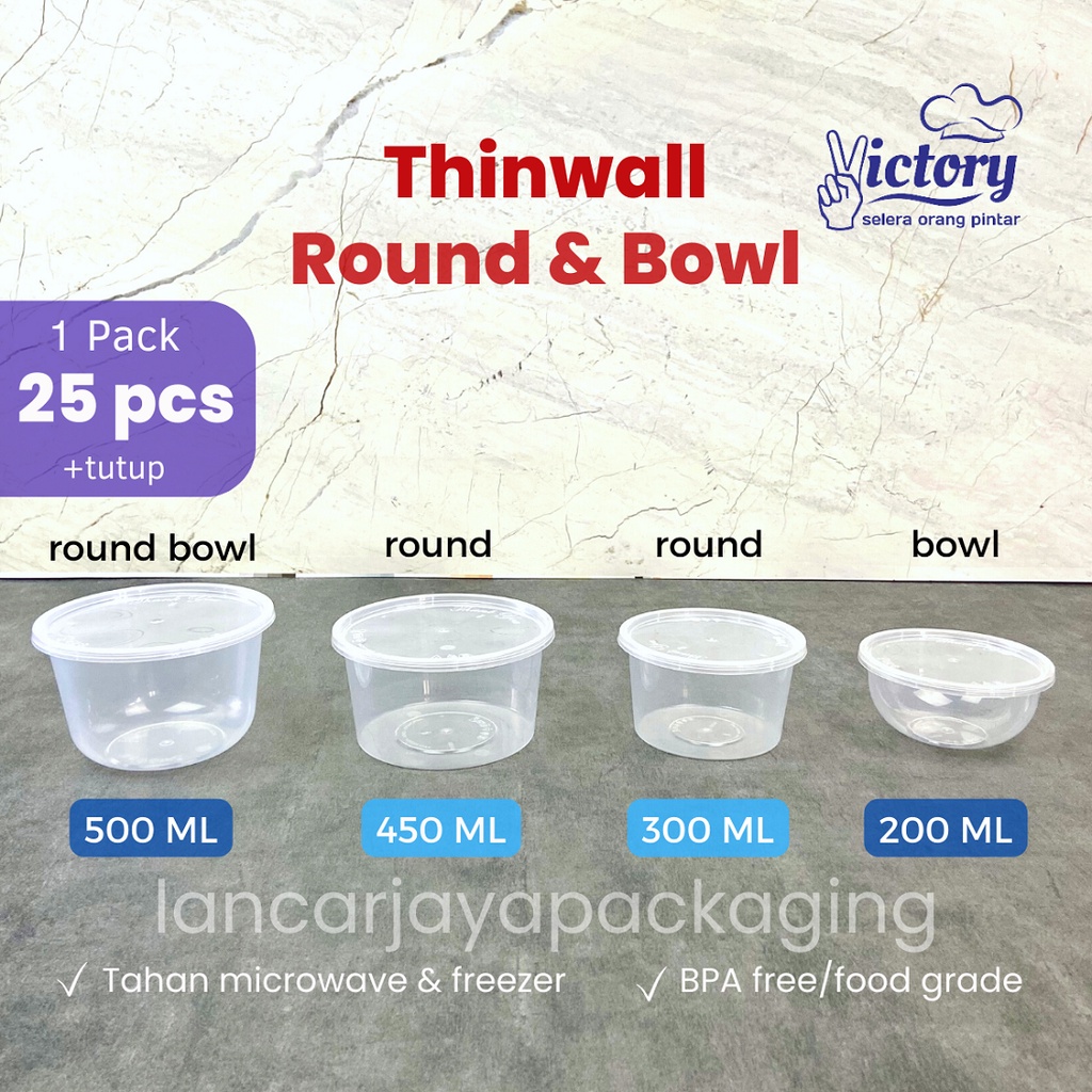 Jual Thinwall Bowl Victory 200ml 300ml 450ml 500ml 650ml 750ml Mangkok