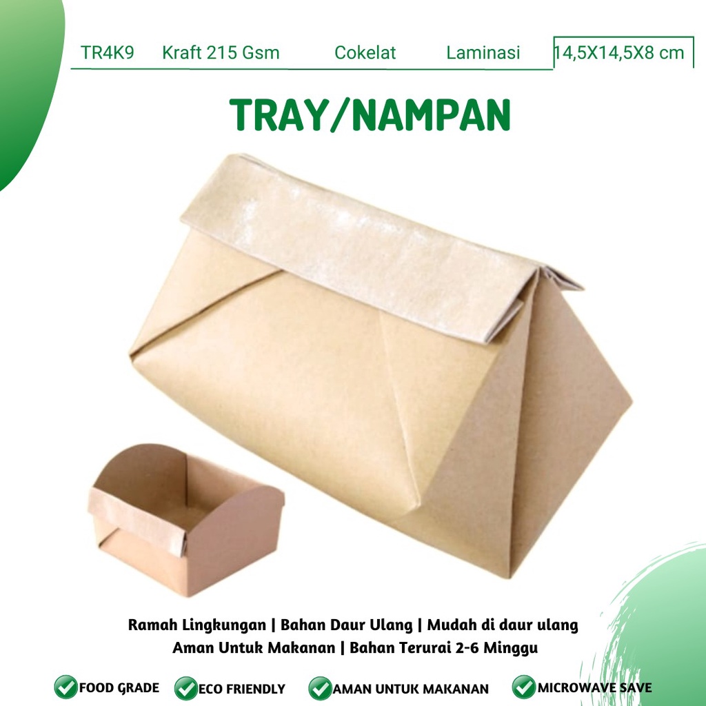 Jual Tray Food Paper Tray Bungkus Nasi (TR4K914.5X14.5X8 Cm) Shopee Indonesia