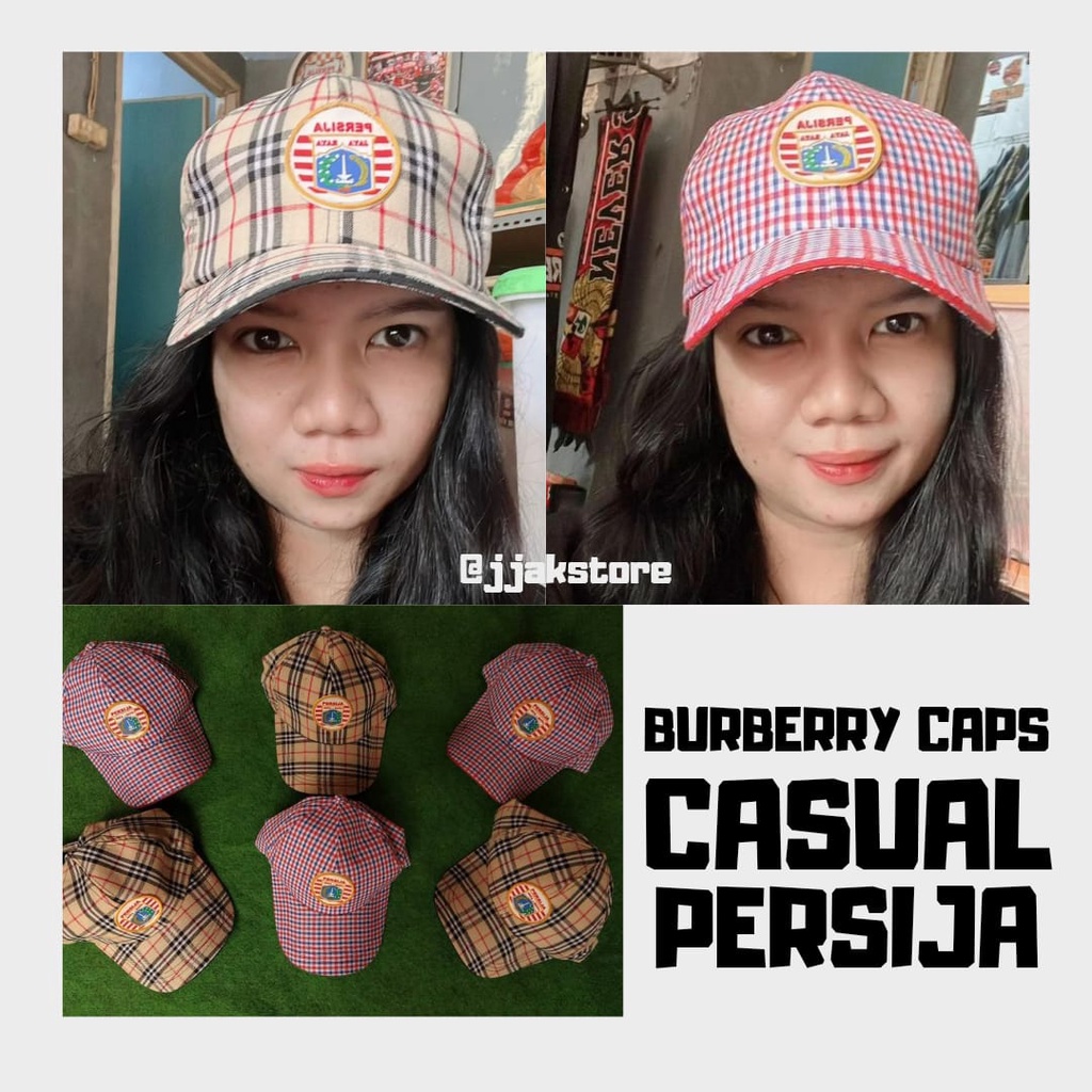 Topi Burberry Caps Casual Hooligan Ultras Jakartans Persija Jakarta Baseball