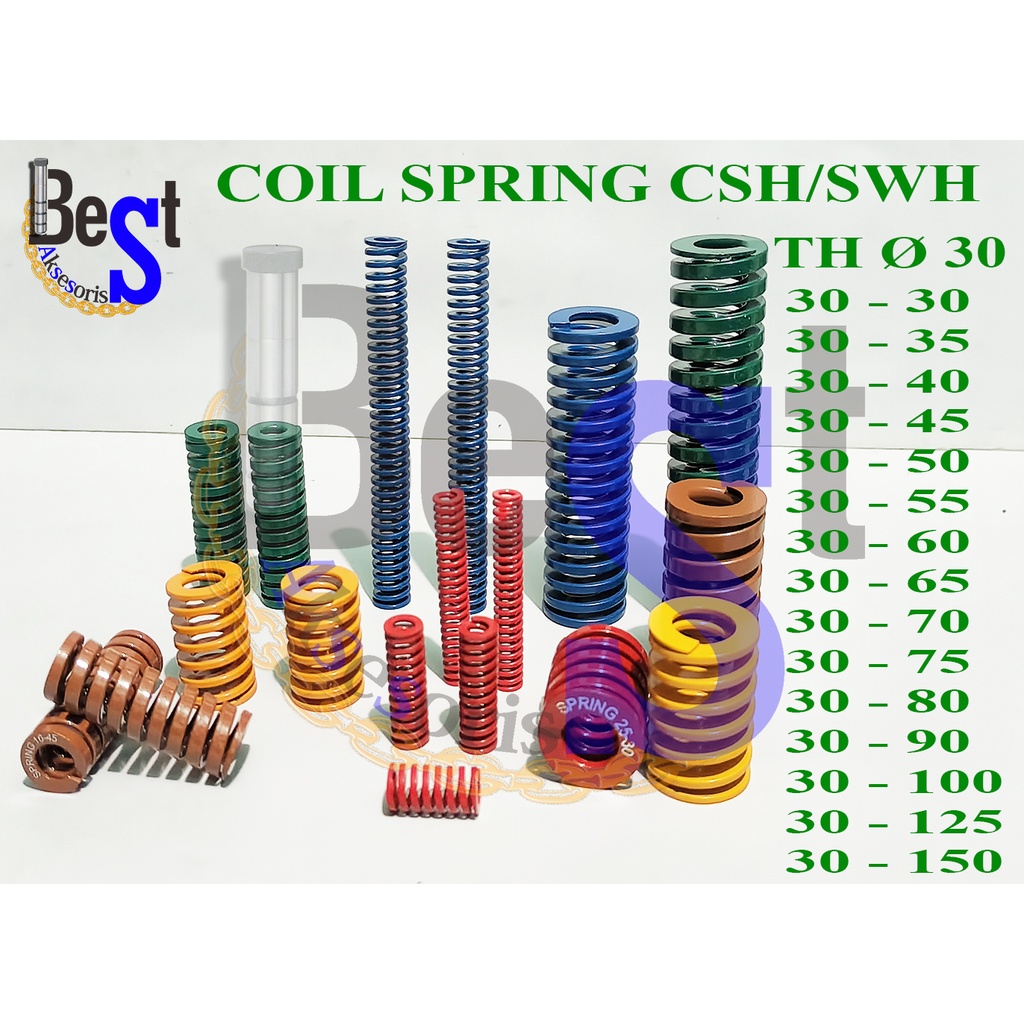 Jual Per hijau coil spring csh / swh OD 30 mm L 30 - 150 mm | Shopee ...