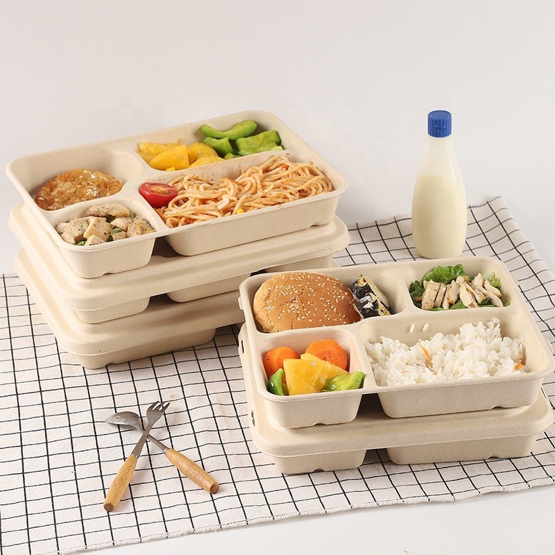 Jual Kotak Makan Bento Box Sekat 3 Dan 4 Bagasse Food Box Ramah ...