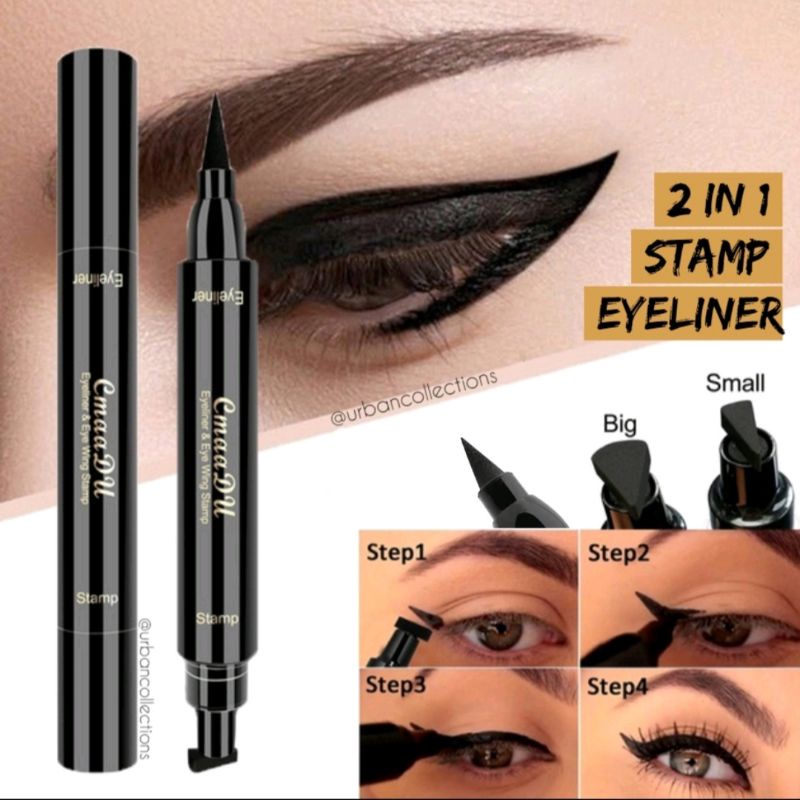 Jual Cmaadu Eyeliner Stamp 2in1 Eyewing Black Waterproof Shopee Indonesia