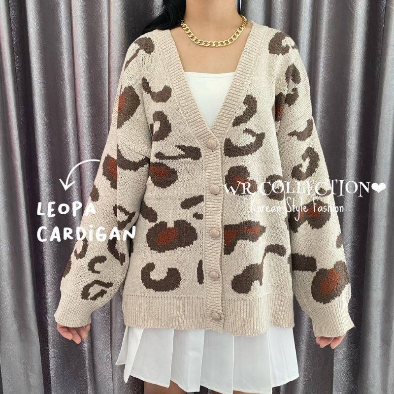 Jual LEOPA CARDIGAN OVERSIZE IMPORT || WR COLLECTION | Shopee Indonesia